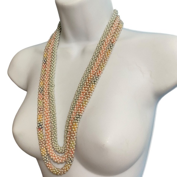 Vintage Crochet Beaded Necklace Set of 3 Kitchy Artisan Made - Picture 8 of 9